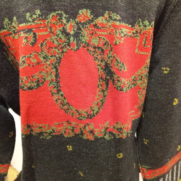 Eva & Claudi 100% Wool Unique Sweater Jacket Faux Fur Collar sz L  /B9 - Picture 6 of 10